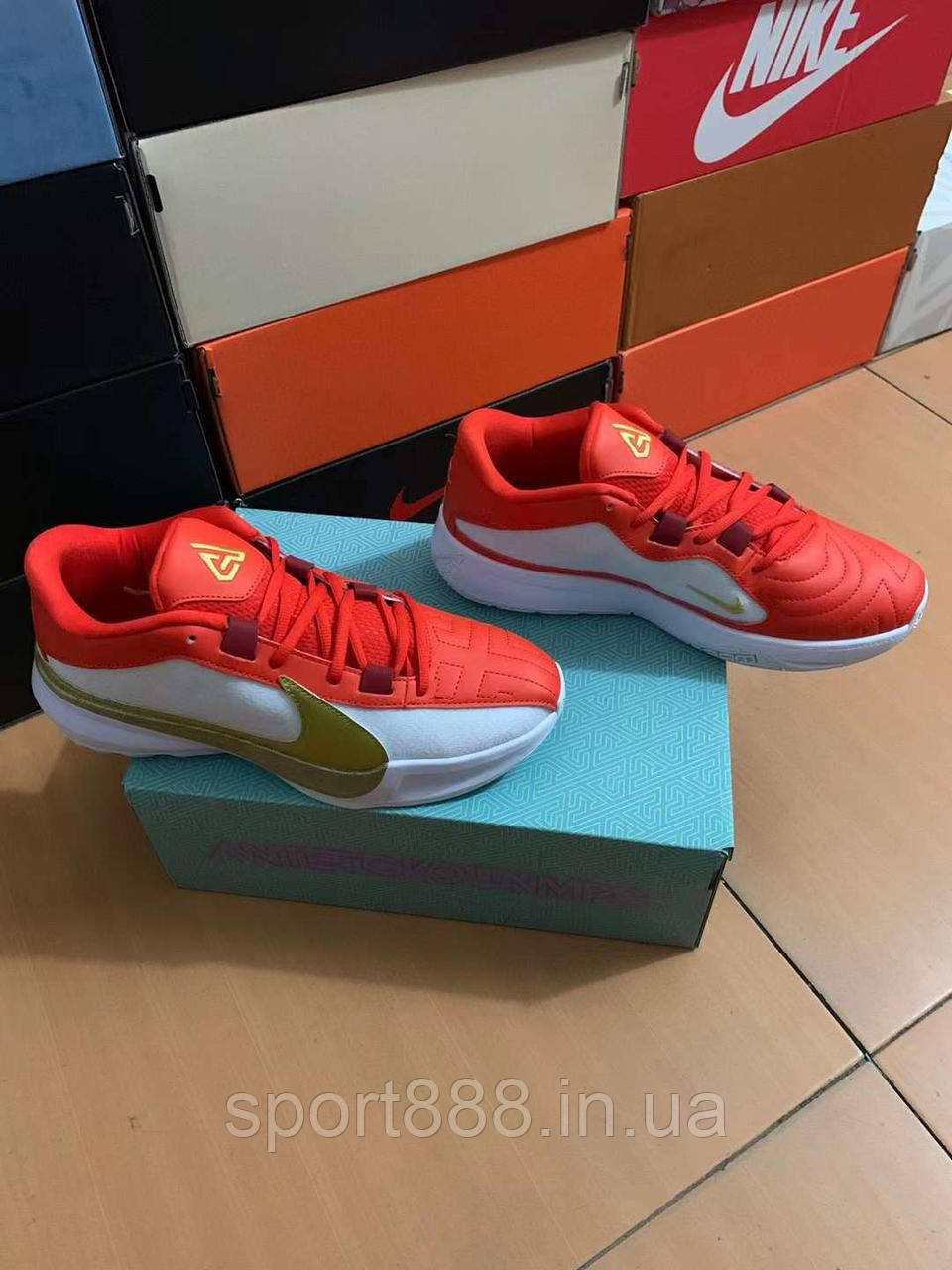 Eur40-46 кросівки Nike Zoom Freak 5 білі з червоні чоловічі баскетбольні, фото 1