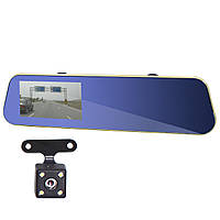 Зеркало-регистратор Lesko Mirror DVR Car H430 яркий экран 4.3" 1080p запись G-Sensor с камерой заднего в