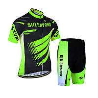 Велокостюм мужской Siilenyond XM-DT-050 Green Stripes XS короткий рукав + шорты велоодежда SET-22
