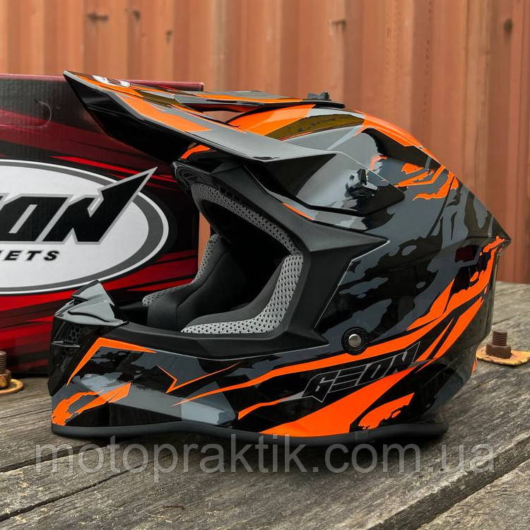 GEON MX633 BLACK/GREY/ORANGE, XS (53-54) Мотошолом Кросc