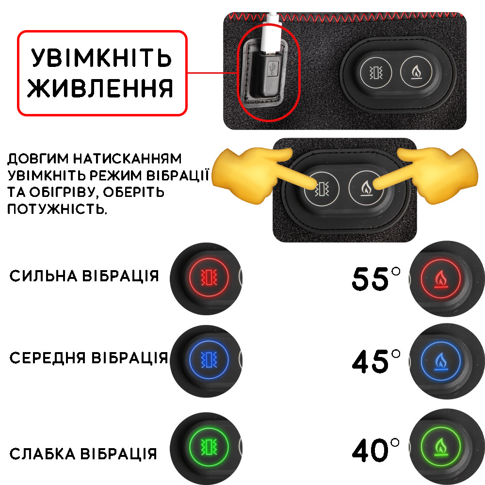 Электрическая USB грелка-пояс с подогревом Lesko YX201 вибрационная согревающая с кнопками SKU-77 - фото 8 - id-p1847205813