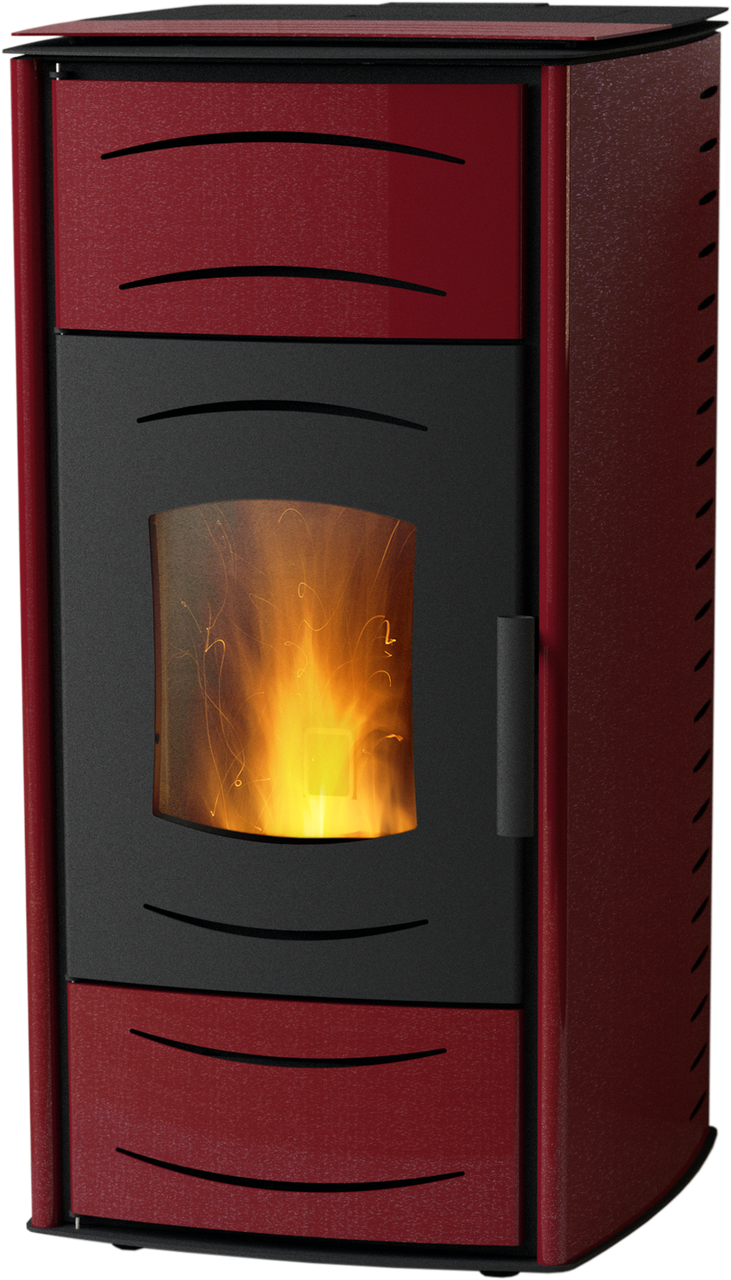 Піч-камін на пелетах з дистанційним керуванням, із водяним контуром MBS Thermo PELLET бордо - 20 кВт, фото 1