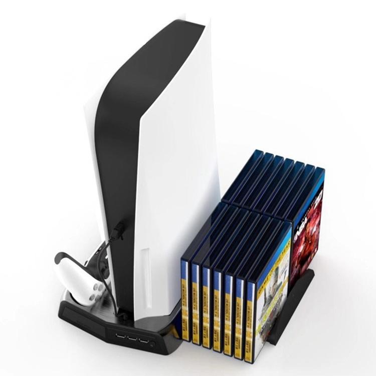 Підставка для PS5 охолодження заряджання DualSense зберігання 14 дисків сумісність з дисководом та цифровою версією, фото 1