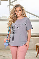 Льняная женская рубашка-блуза туника Ткань натуральный лен жатка Размер 46-48,50-52,54-56,58-60