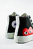 Жіночі кеди Converse Des Garcons Play High Black (Чорно-білі) Високі кеди Конверс Дес Гарконс Унісекс, фото 9