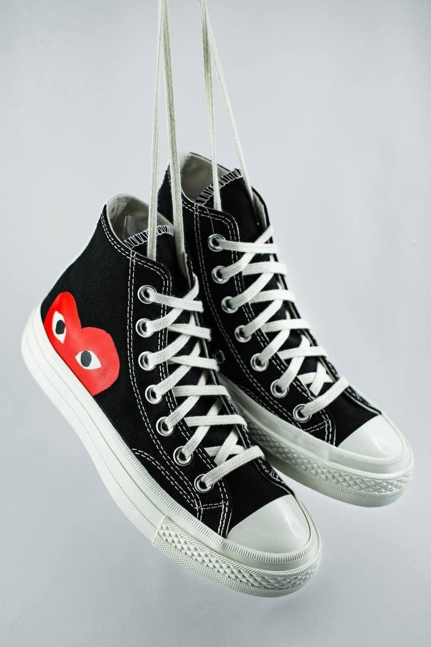 Жіночі кеди Converse Des Garcons Play High Black (Чорно-білі) Високі кеди Конверс Дес Гарконс Унісекс