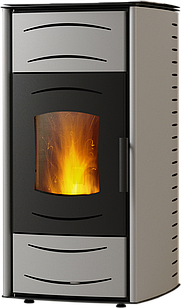 Потужна піч-камін на пелетах із водяним контуром MBS Thermo PELLET сіра - 20 кВт