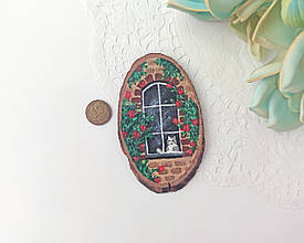 Мініатюра лялькова 1:12. Картина на зрізі дерева 9*5.3 см