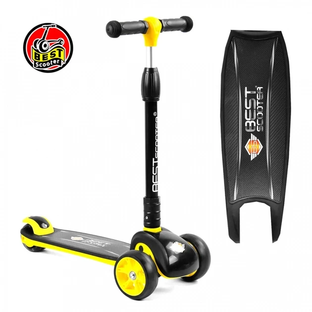 Самокат триколісний Best Scooter 84377 Жовтий (складний, підсвічування коліс)