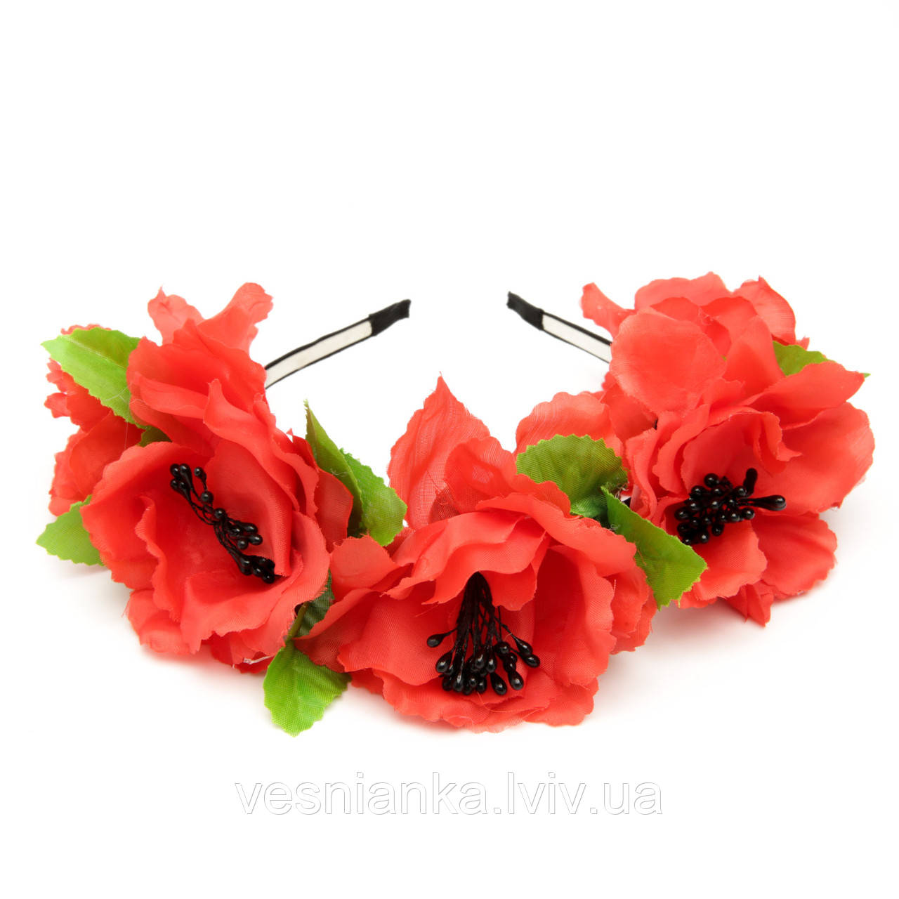 Обруч віночок для волосся з Маками, фото 1