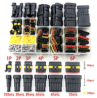 Комплект 622шт разъемов и гнезд 1-6PIN (папа-мама) водонепроницаемые коннекторы/соединители IP68