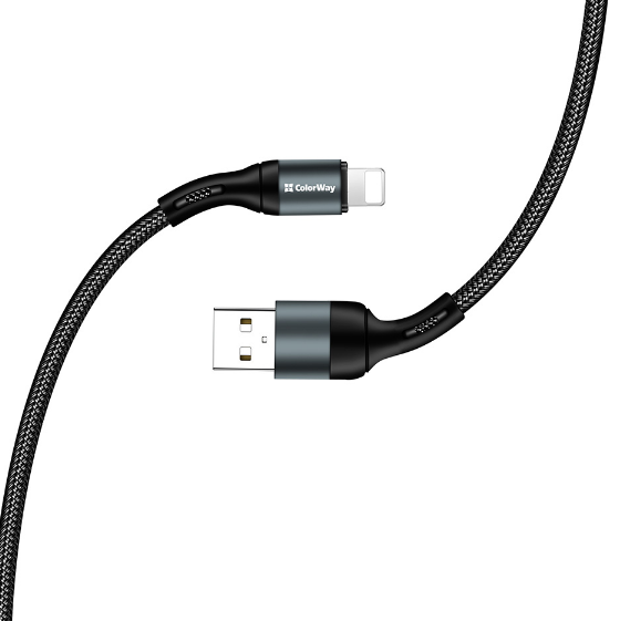 Кабель USB Lightning ColorWay CW-CBUL045-BK 2,4A 1м чорний, фото 1