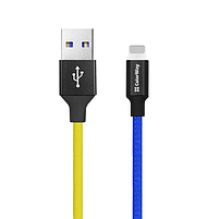 Кабель USB Lightning ColorWay CW-CBUL052-BLY 2,4A 1м синій/жовтий, фото 5