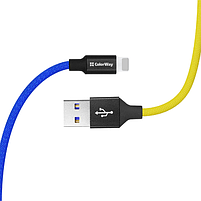 Кабель USB Lightning ColorWay CW-CBUL052-BLY 2,4A 1м синій/жовтий, фото 4