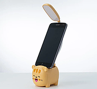 Настільна дитяча акумуляторна лампа USB з органайзером для зберігання приладдя жовта підставка