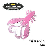 Силиконовая приманка, Съедобный силикон Bait Breath Virtual Craw 3,6'' (8шт.) (S832 Grow Pink Keim light