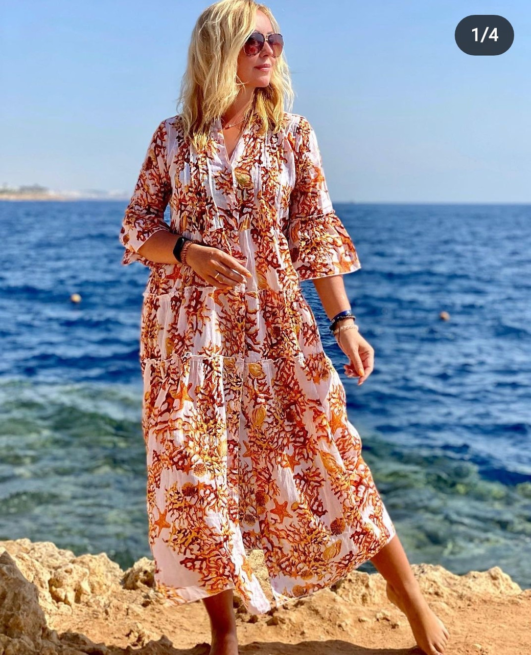 Туника - халат пляжная женская длинная из тонкого батиста Indira 22358с ...