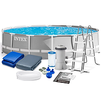 Басейн каркасний круглий Intex 26720, 427x107 см, сходи, підстилка, чохол