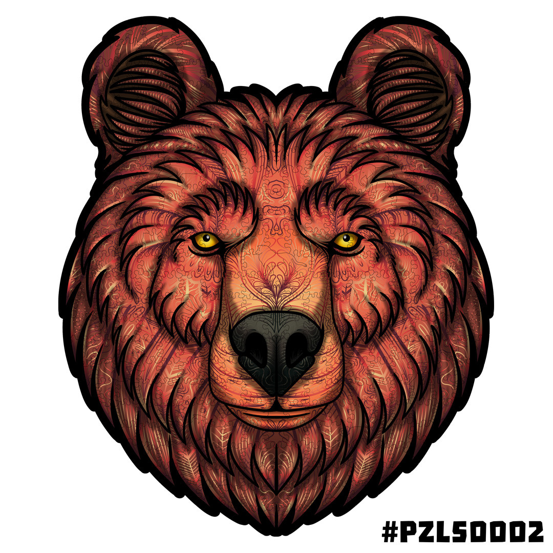 Дерев'яний фігурний пазл Ведмідь, фото 1