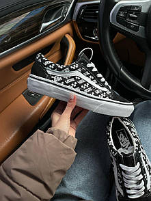 Кеди жіночі чорні Vans Old Skool Logo "Vans" Black White (11557)