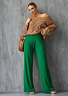 Трикотажные брюки-палаццо зеленого цвета. Модель 2309 Trikobakh