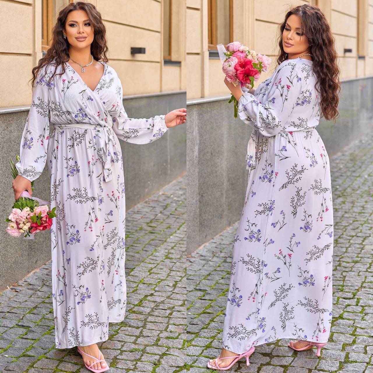 Летнее длинное платье в цветок, фото 1