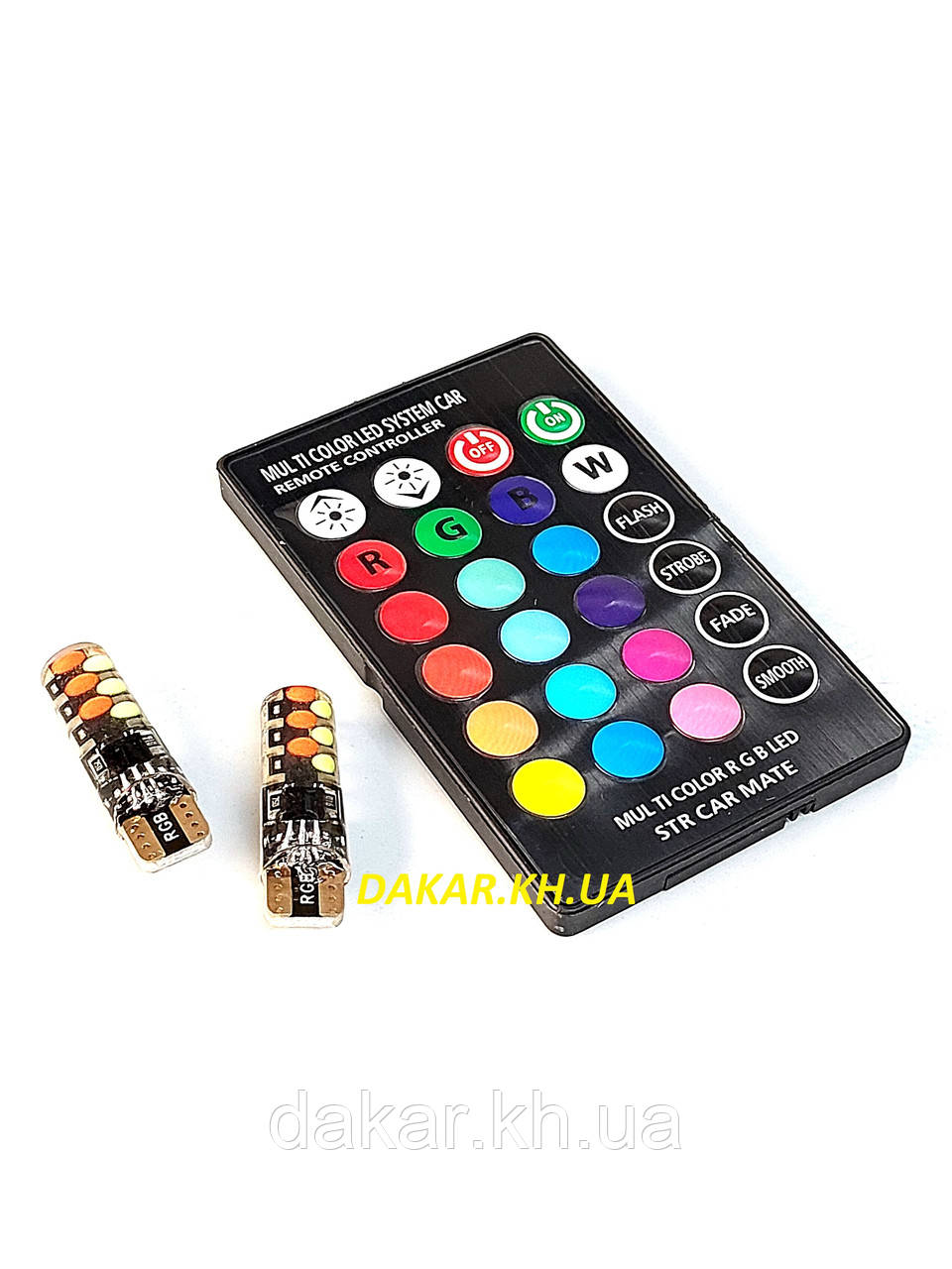 T10 RGB v2 Автомобільні LED-лампи в габарити з пультом ДК, фото 1