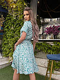 Ментолове літнє плаття зі штапелю з геометричним принтом, фото 2
