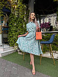 Ментолове літнє плаття зі штапелю з геометричним принтом, фото 3