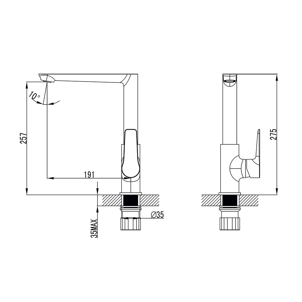 Смеситель кухонный GARDA (Ø35, Г-излив, на гайке) ТМ CORSO, фото 6
