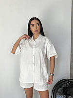 Літній жіночий костюм із шортами лляний легкий (Норма та напівбатал), фото 7