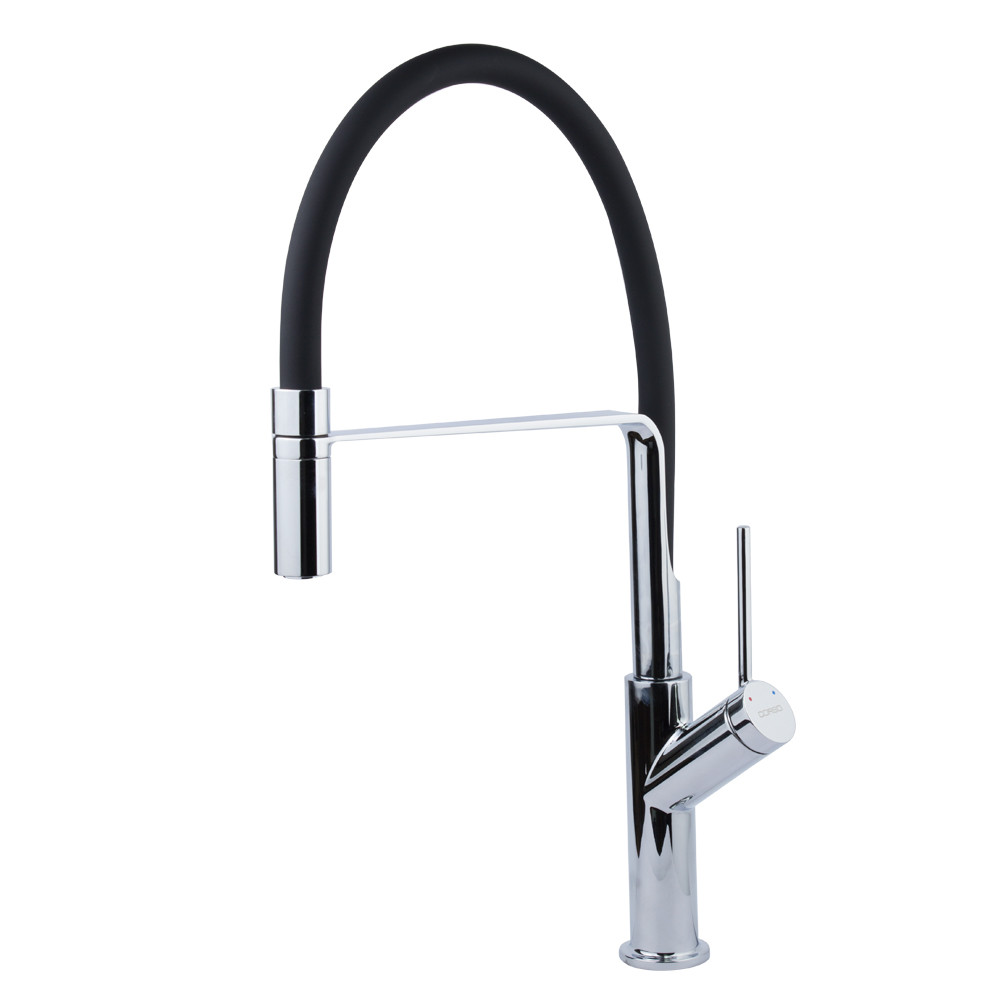 Змішувач для кухні, гнучкий силіконовий вилив ADDA (латунь, на гайці, картридж Ø25мм) ТМ CORSO, фото 1