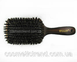Щітка для волосся велика квадратна масажна дерев'яна з натуральною щетиною Salon Professional 77052FM, фото 2