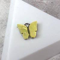 Підвіска "Метелик з перламутром" 14 мм, - жовта у сріблі