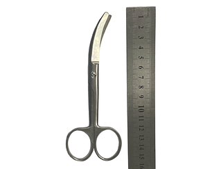 H-11 Ножиці для перетину пуповини, горизонтально вигнуті 150 мм., фото 3