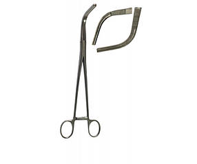 З-60-3 Затискач жорсткий для піхвових операцій вигнутий No 2, 233 мм.