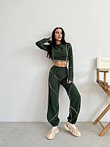 Трендовий жіночий костюм шви навиворіт укорочена кофта та штани на резинці Dv5427, фото 4