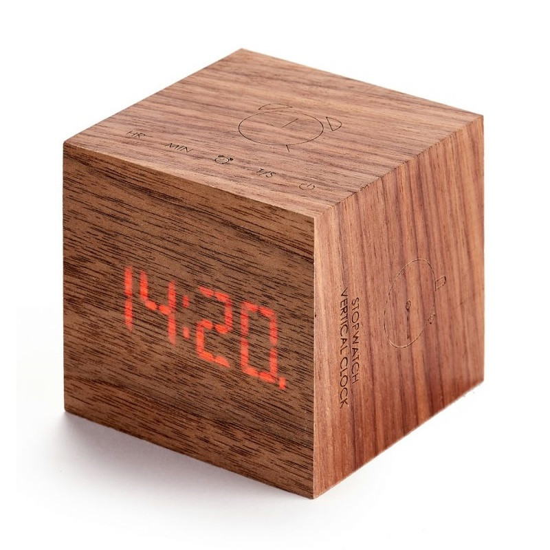 Годинник-будильник з акумулятором Gingko Cube Plus Clock Walnut (Великобританія)