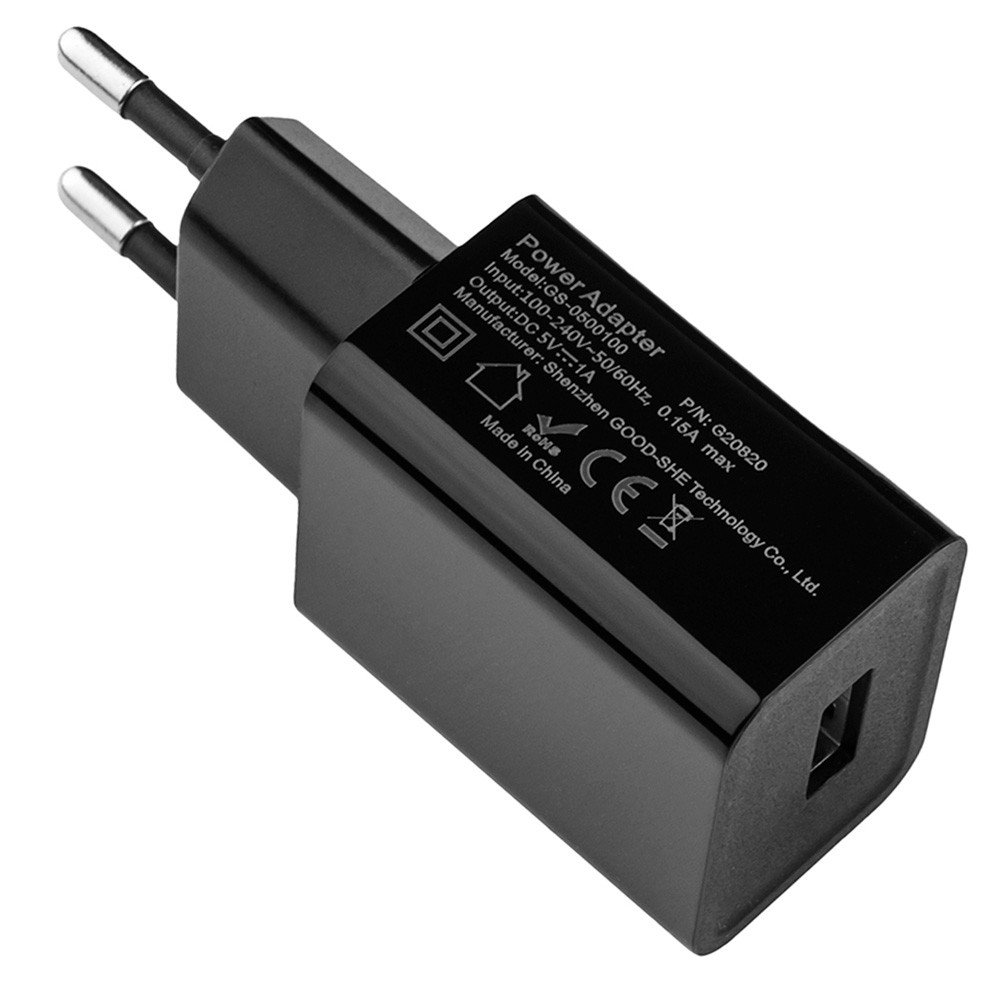 Зарядка для телефону адаптер живлення оригінальна 5V1A USB GS-502A 5W, чорна