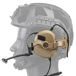 Комплект активні навушники + кріплення (чебурашка) EARMOR M32 Койот