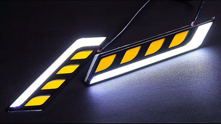 Ходові вогні DRL — COB. Функція повороту білий + жовтий. 2 шт., фото 1