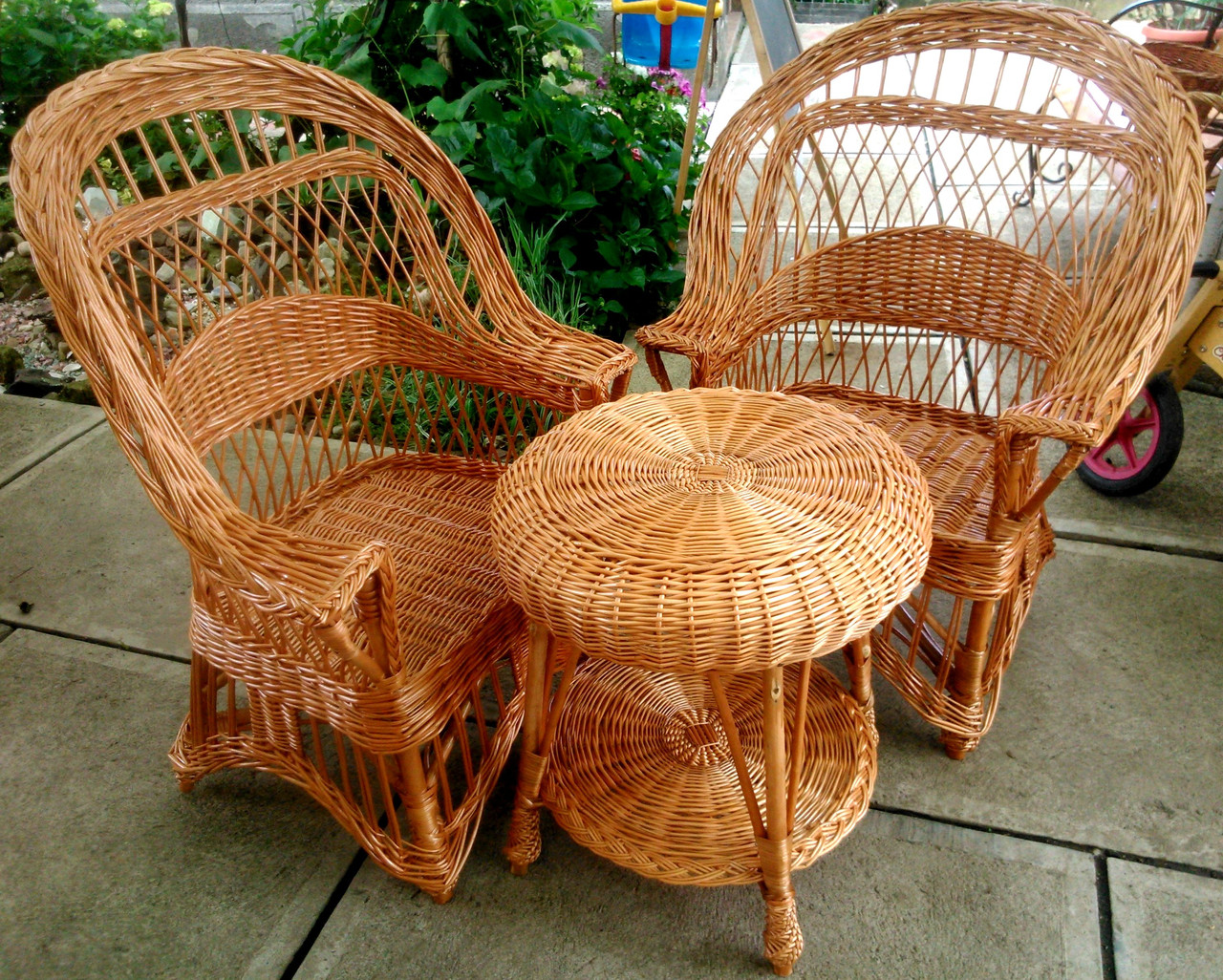 Плетений стіл і крісла з лози  ⁇  комплект плетених меблів  ⁇  крісла та стіл із лози