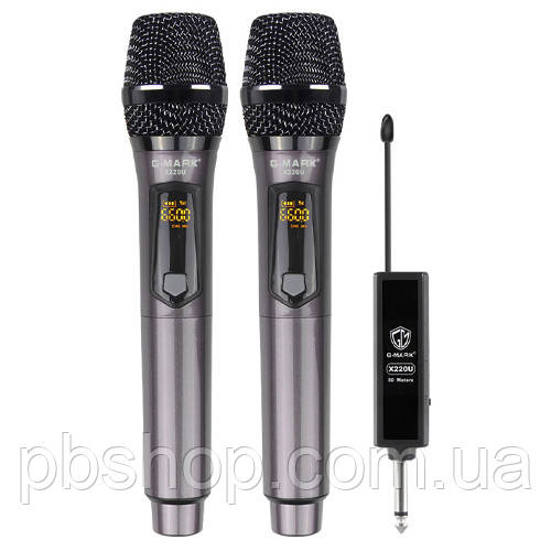 Караоке система, 2 бездротових динамічних мікрофона, G-Mark X220U