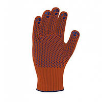 Перчатки трикотажные DOLONI Котон Lite оранжевые c ПВХ-рисунком XL (10)