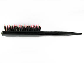 Щітка для начосу волосся Salon Professional вузька 3-рядна масажна зі змішаною щетиною, фото 2