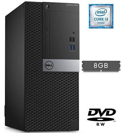 Комп'ютер Dell OptiPlex 3040 Tower / Intel Core i3-6100 (2 (4) ядра по 3.7 GHz) / 8 GB DDR3 / no HDD / Intel, фото 1