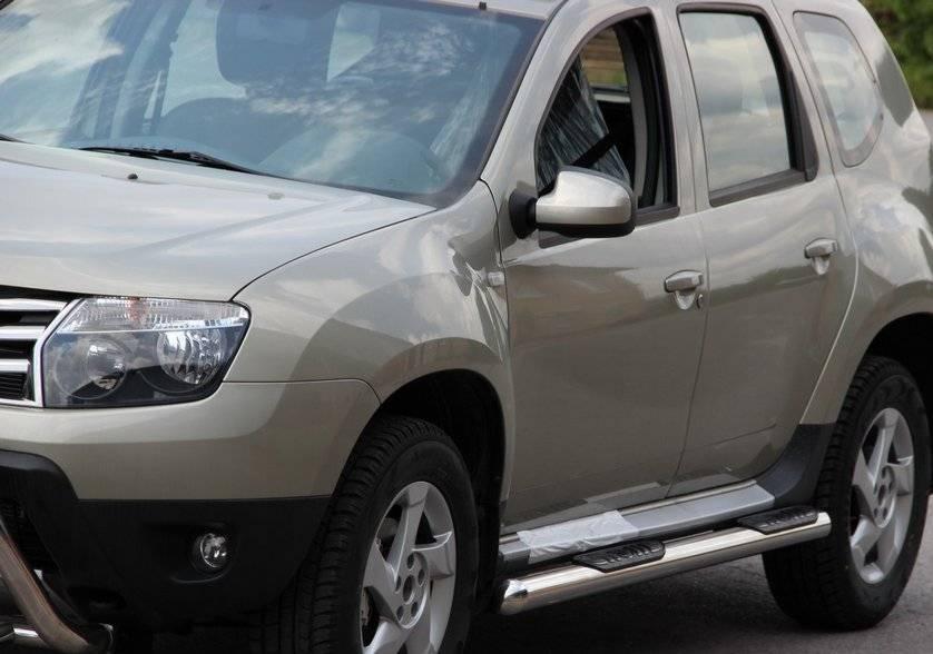 Бічні пороги труби D60 на Renault Duster 2010-2018 Пороги труба з проходом для Рено Дастер, фото 1