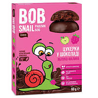 Натуральные яблочно-малиновые конфеты в черном шоколаде ТМ BOB SNAIL 60г