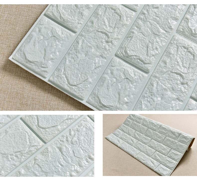 Сучасні самоклеючі 3Д панелі (шпалери) під Білу цеглу 77х70 см / Стильний та легкий декор, фото 1