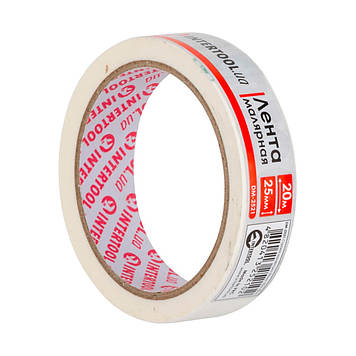 Стрічка малярська 25 мм, 20 м, біла INTERTOOL DM-2521
